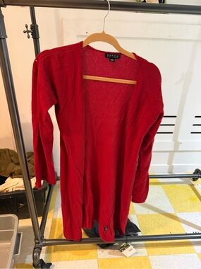 Red Open-Front Cardigan Sweater